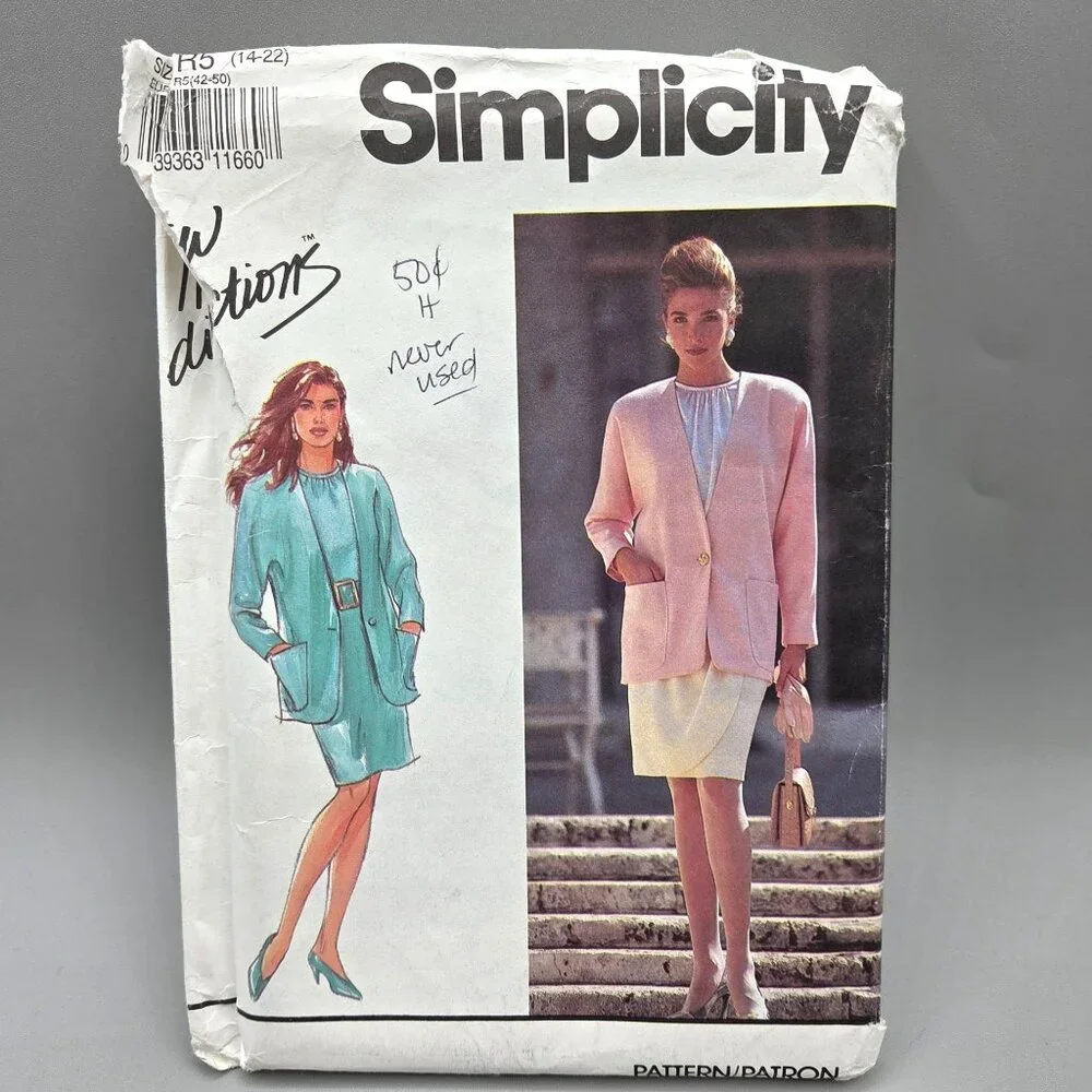 Simplicity 7443 Misses Petite Blouse Skirt Lined Jacket Pattern Size 14-22 Uncut
